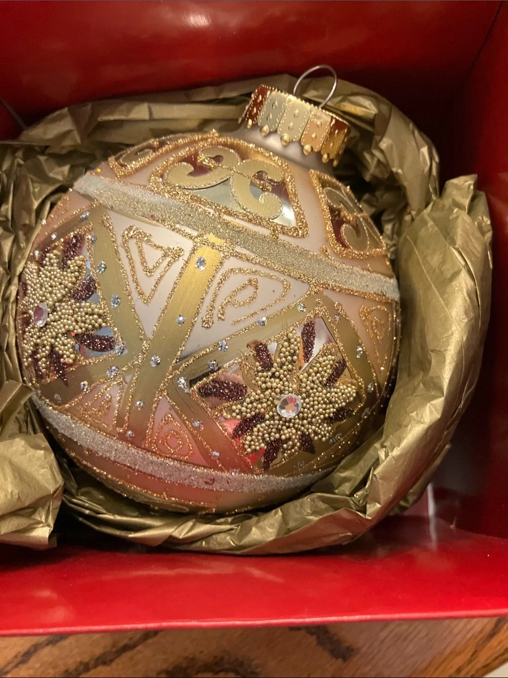Waterford Gold and Red Jewel-Accent Holiday Ornament